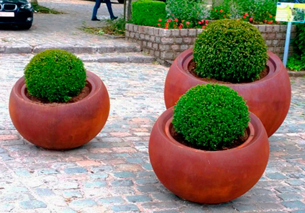 Jardinera Bola Corten 0800 con Bandeja - Mobiliario Urbano Jardineras - equipamiento urbano - imagen 2