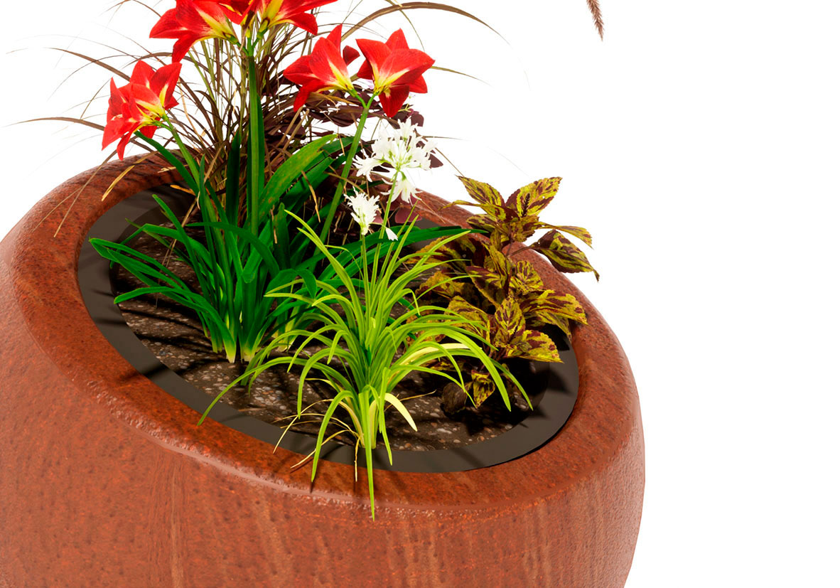 Jardinera Bola Corten 0800 con Bandeja - Mobiliario Urbano Jardineras - equipamiento urbano - imagen 5