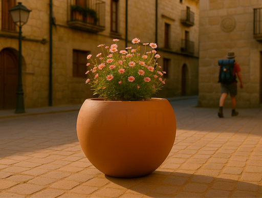 Jardinera Esfera acabado barro cocido